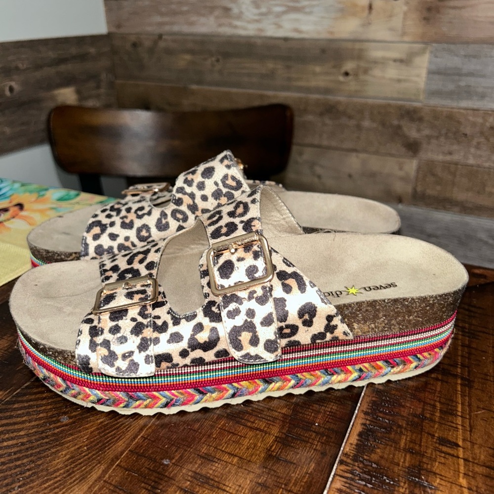 Leopard Print Platform Sandals